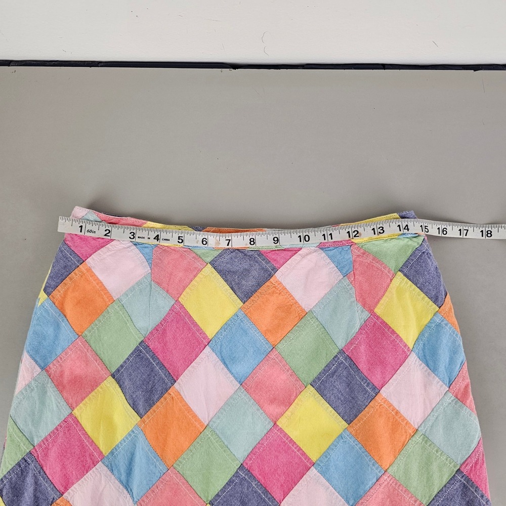 Brooks Brothers 346 Multi Color Patchwork Diamond Cotton Skirt Size 8 - Picture 6 of 7